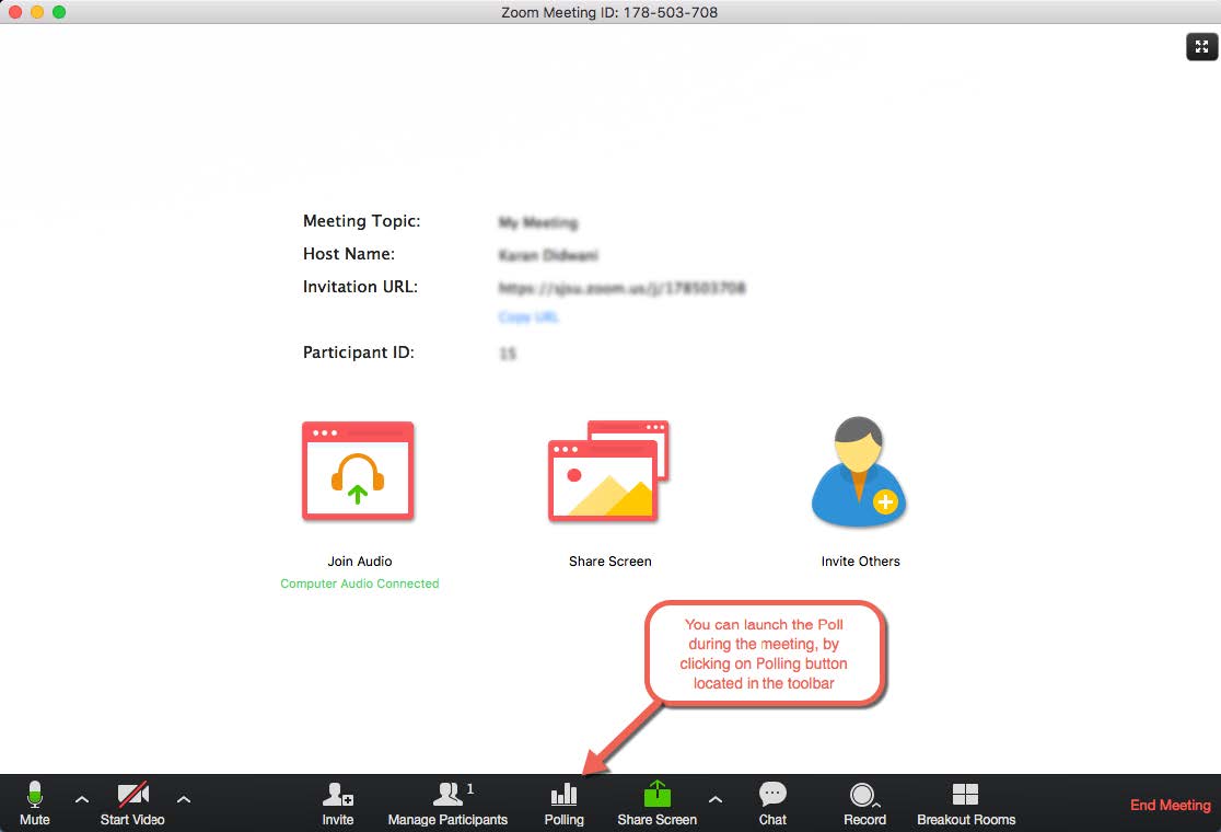 Poll menu on toolbar