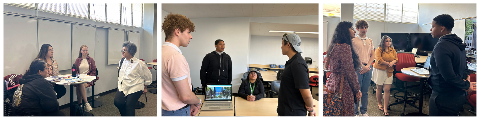 A photo collage of HonorsX students networking with one another at the Public Square Event in Summer 2023.