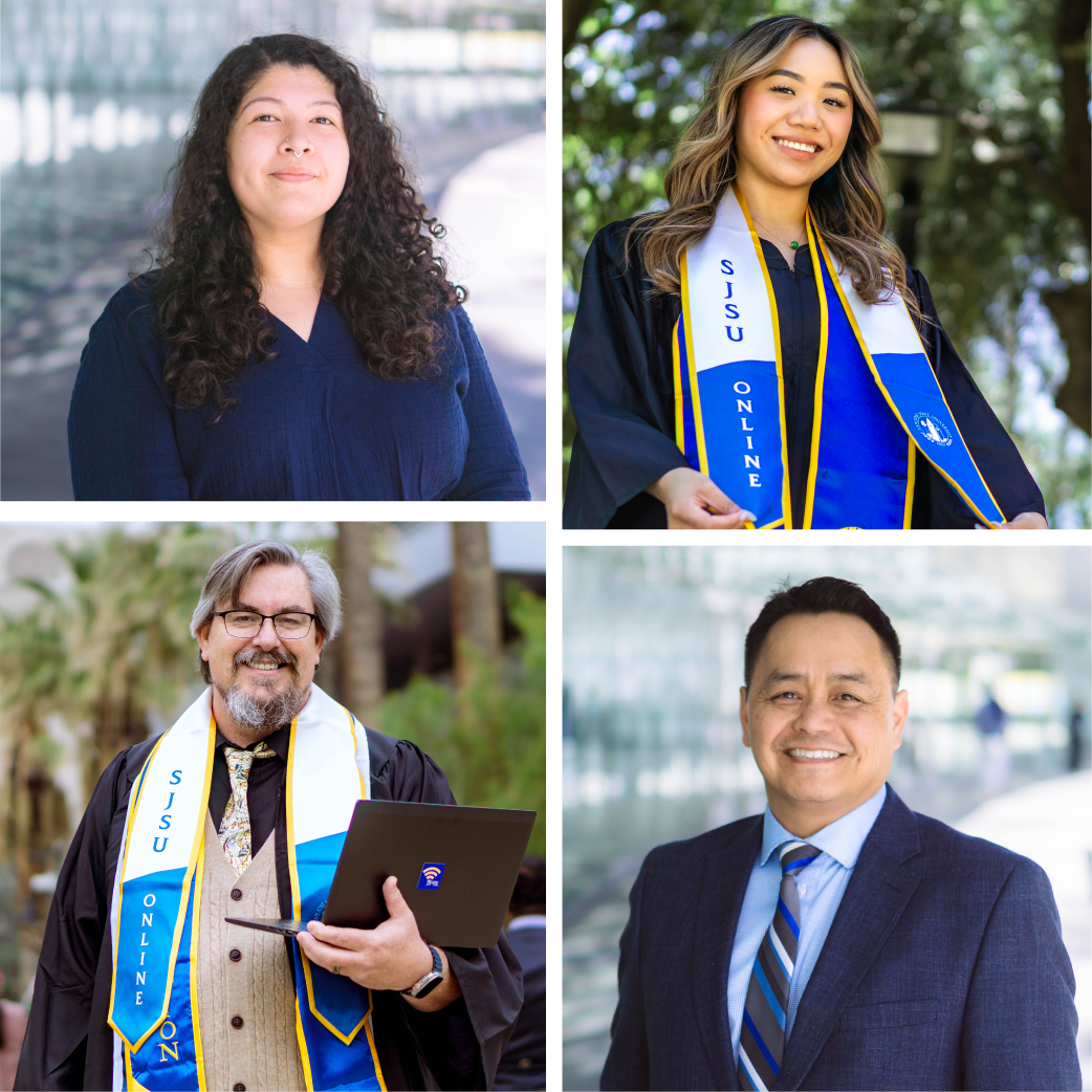 A collage of SJSU Online graduates and Enrollment Counselors