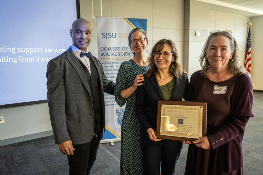 Image of Project Rebound Staff at the Launch of Project Rebound with Peggy Stevenson who works for the Record Clearance Project
